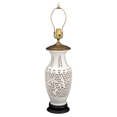 Chinese Blanc de Chine Pierced Porcelain Table Lamp