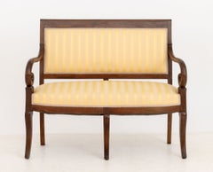 Louis Philippe Style Striped Silk Upholstered Mahogany Settee