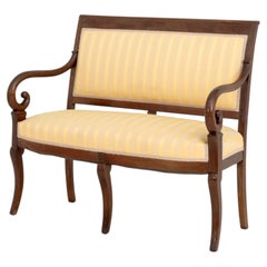 Louis Philippe Style Striped Silk Upholstered Mahogany Settee