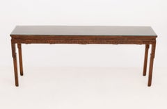 Vintage Chinese Hardwood Painting Table with Glass Top