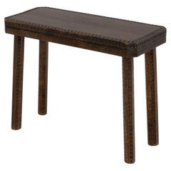 Arts and Crafts Style Hand-Carved Oak Console Table