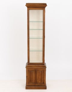 Modern Illuminated Glass-Paneled Fruitwood Vitrine