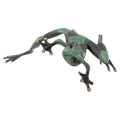 Tim Cotterill "Frogman" Green and Black Enameled Bronze Sculpture