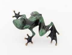 Tim Cotterill "Frogman" Green and Black Enameled Bronze Sculpture