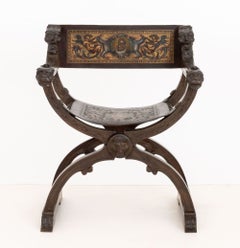 Renaissance Revival Walnut Carved Savonarola Chair