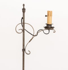 Gothic Revival Wrought Iron Floor Lamp on Tripod Base
