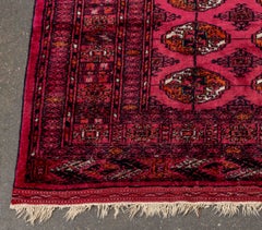 Vintage Persian Silk Bokhara Rug on Scarlet Red Ground, 6' x 3' 9"