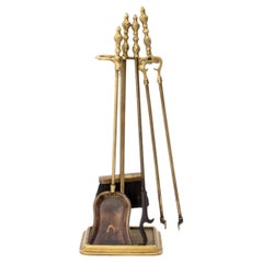 Group of Five Vintage Federal Style Brass Fireplace Tools