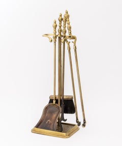 Group of Five Vintage Federal Style Brass Fireplace Tools