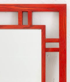 James Mont Style Red Stained Oak Rectangular Framed Mirror