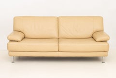 Nicoletti Modern Beige Leather Upholstered Two-Seat Sofa
