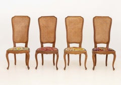Set of Five Italian Provincial Style Cane-Paneled Walnut Dining Chairs