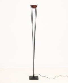 Koch and Lowy Black Patinated Steel Halogen Floor Lamp