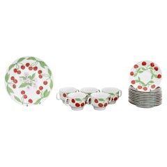 Richard Ginori Cherry Motif Porcelain Partial Dinner Service Set, 17 Pieces