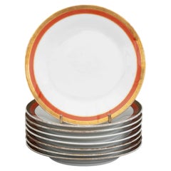 Lot de huit assiettes à pain et à beurre en porcelaine Richard Ginori
