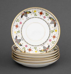 Limoges Porcelain Cream Soup Cup and Saucer Set, 11 Pieces