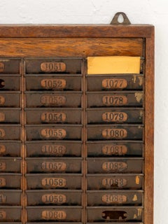 American Vintage Oak Time Card Rack, first half 20th century