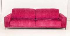 Canapé rembourré moderne en chenille rose chrome et magenta