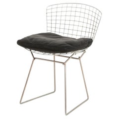Harry Bertoia Black Leather Enameled Steel Wire Chair
