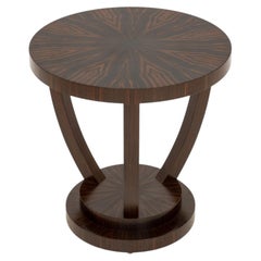 Vintage Art Deco Style Macassar Circular Top Side Table