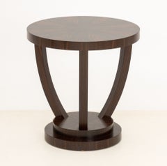 Vintage Art Deco Style Macassar Circular Top Side Table