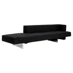 Vladimir Kagan "Omnibus" Black Suede Upholstered Sofa