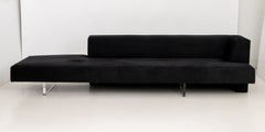 Vladimir Kagan "Omnibus" Black Suede Upholstered Sofa