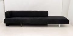 Vladimir Kagan "Omnibus" Black Suede Upholstered Sofa