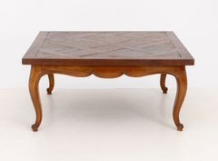 French Provincial Style Parquetry Top Oak Coffee Table