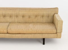 Edward Wormley for Dunbar Tan and Green Wool Upholstered Bracket Back Sofa
