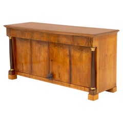 Italian Empire Walnut Commode a Vantaux with Gilt and Ebonized Columns