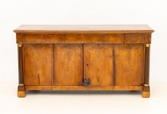 Italian Empire Walnut Commode a Vantaux with Gilt and Ebonized Columns