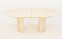 Karl Springer Attributed "Knife Edge" Goatskin Extending Dining Table