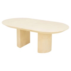 Karl Springer Attributed "Knife Edge" Goatskin Extending Dining Table