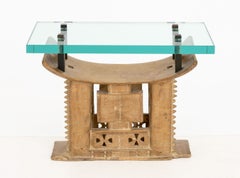 Karl Springer African Stool Base Side Table, 1970s