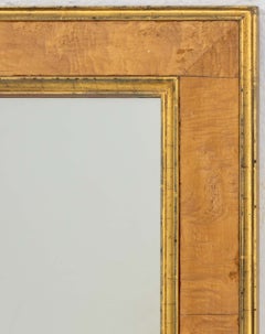 Modern Birch Wood and Gilt Gesso Framed Wall Mirror