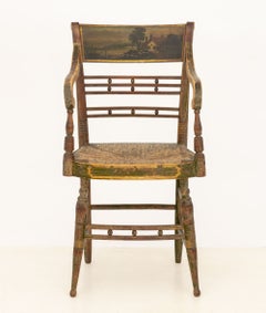 American Hand-Painted Landscape Scene Cottage Chair