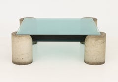 Modernist Graduated Glass Top and Concrete Coffee Table