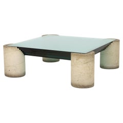 Modernist Graduated Glass Top and Concrete Coffee Table