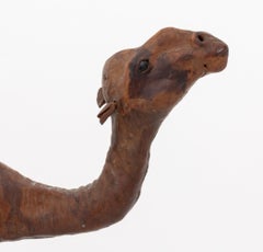 Standing Camel Leather Covered Sculpture, 20th Century