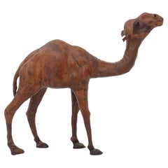 Standing Camel Leather Covered Sculpture, 20th Century