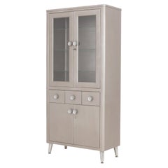 Art Deco Style Gray Patinated Metal Display Cabinet