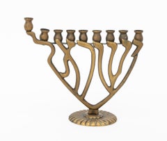 Collection of Three Vintage Judaica Brass Candelabra