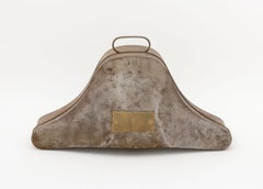 Antique Military Bicorn Hat Tin Box, Brass Plate, Circa 1900
