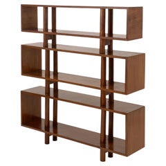 Set of Three Modern Graduated Walnut Modular Shelves