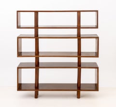 Set of Three Modern Graduated Walnut Modular Shelves