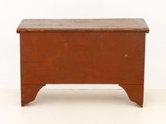 Antique American Primitive Red Painted Pine Blanket Chest
