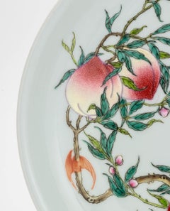 Chinese Famille Rose Porcelain Si Bat and Peach Motif Charger
