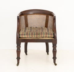 Regency Cane Paneled Mahogany Bergere, 19th Century