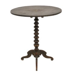 American Folk Art Floral Painted Tilt-Top Tripod Table